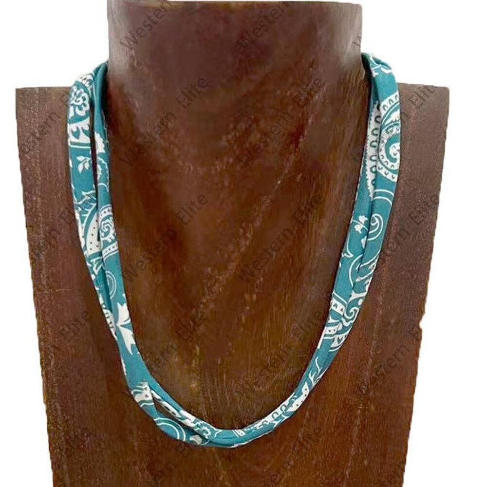 Teal Silk-Feel Scarf Necklace